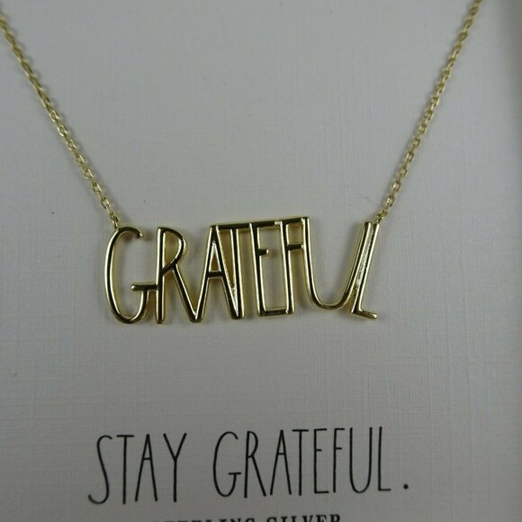 New Rae Dunn GRATEFUL Necklace 14K Gold Plated - Picture 5 of 8